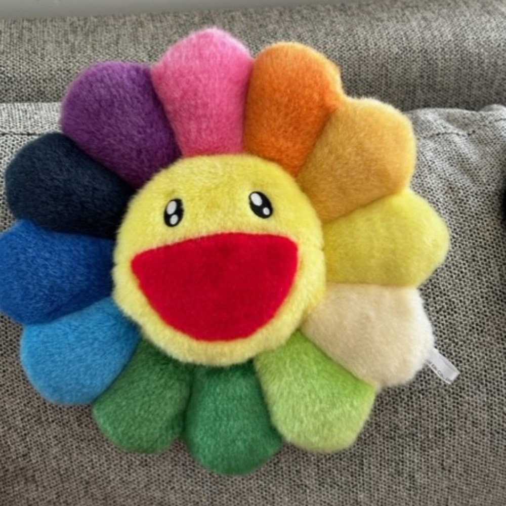 Takashi Murakami 'Kaikai Kiki' Flower Cushion Pillow Rainbow 30cm (12inch)